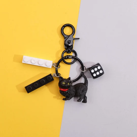 Black Cat & Dice Keychain image 1