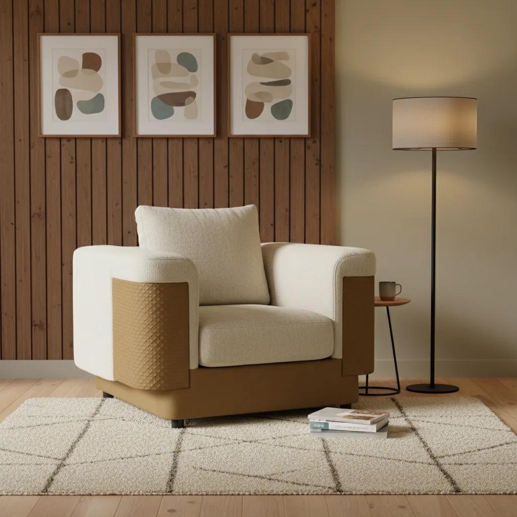Sopron Armchair, Beige & Brown image 1