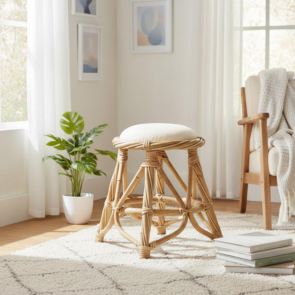 Daena Rattan Stool, Natural thumbnail 2
