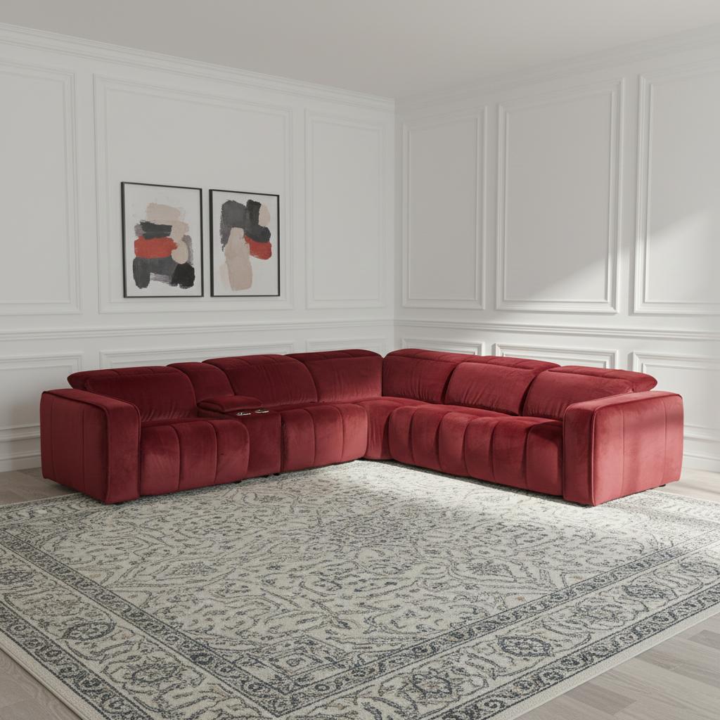 Cane 5-Seater Corner Recliner Sofa
