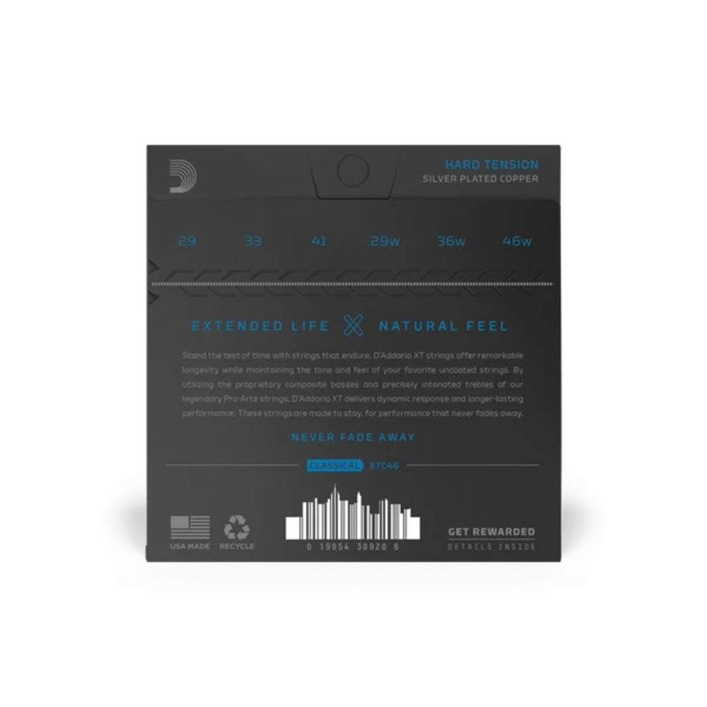 D'Addario XTC46 XT Silver-plated Classical Guitar Strings - .029-.046w Hard Tension thumbnail 2