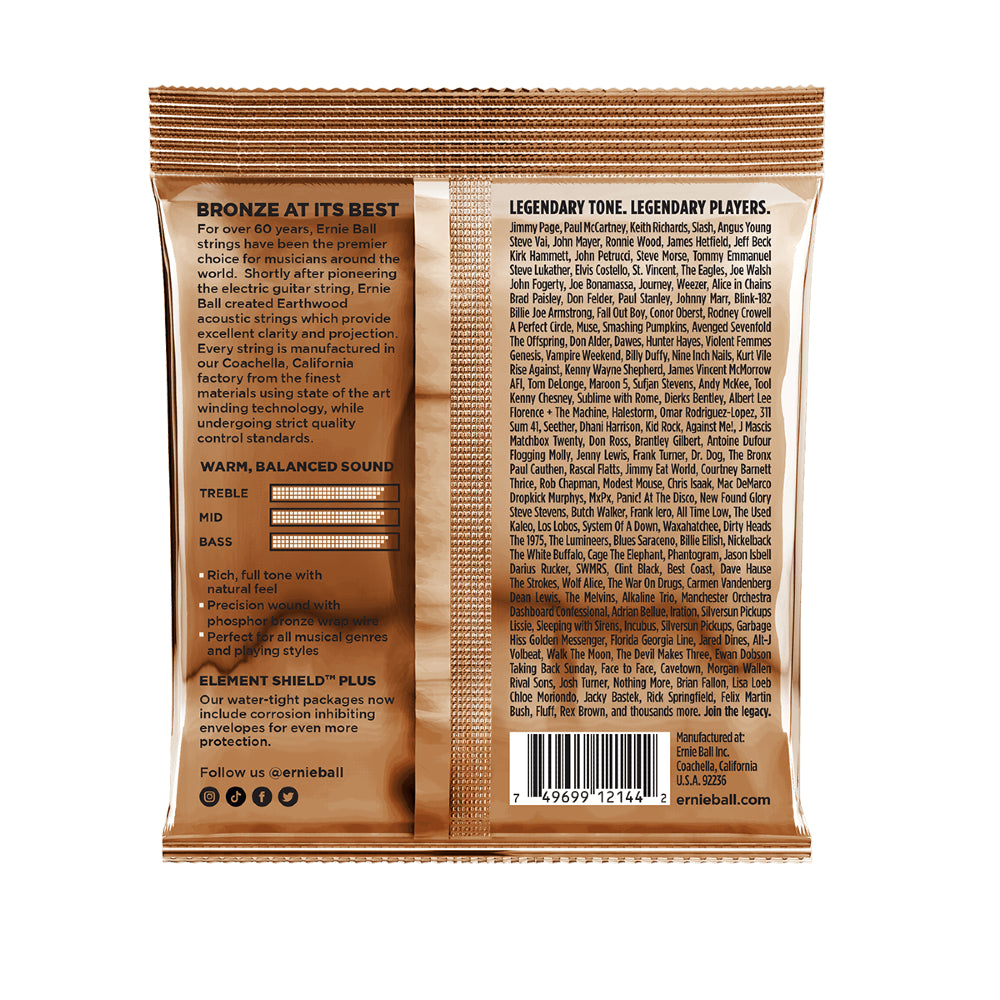 Ernie Ball 2144 Earthwood Phosphor Bronze Medium Acoustic Guitar Strings - Gauge 13-56 thumbnail 2