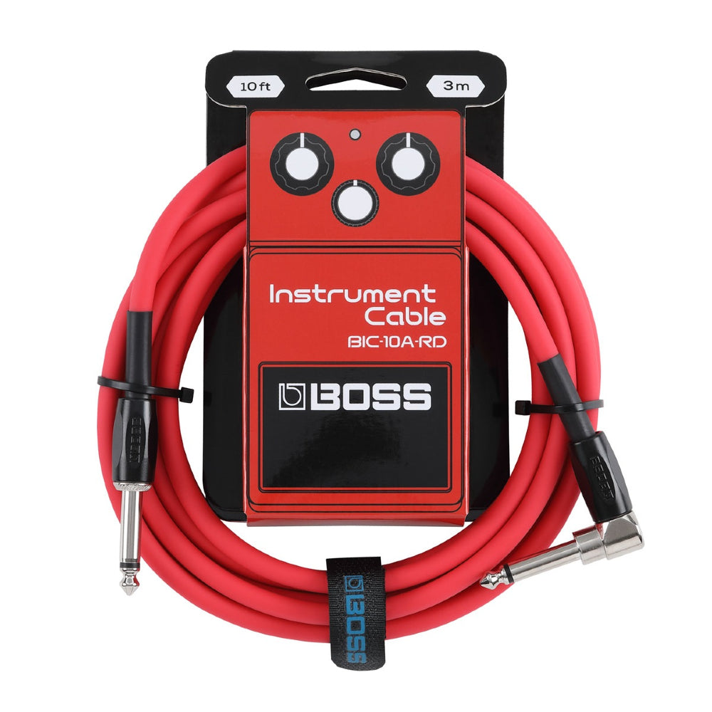 Boss BIC-10A-RD RED Straight to Right Angle 3 Meter Instrument Cable image 1