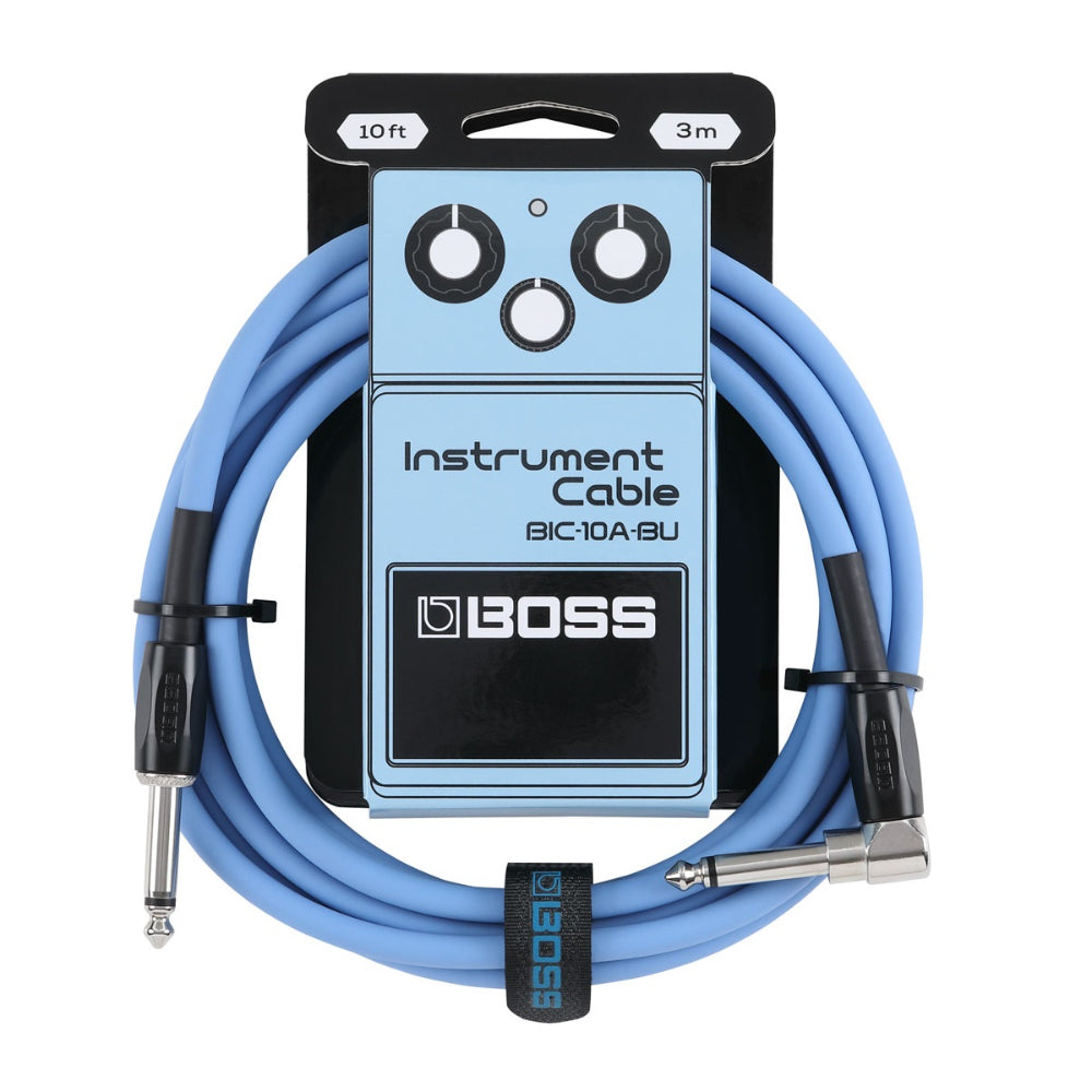Boss BIC-10A-BU Blue Straight to Right Angle 3 Meter Instrument Cable image 1