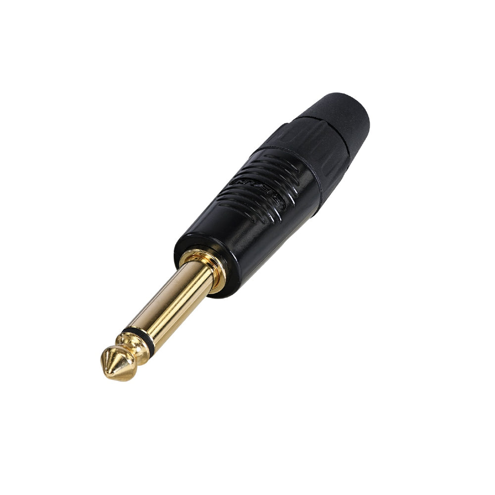 REAN RP2C-B-D 1/4" Male TS Phone Plug Black plated housing, gold plated contacts image 1