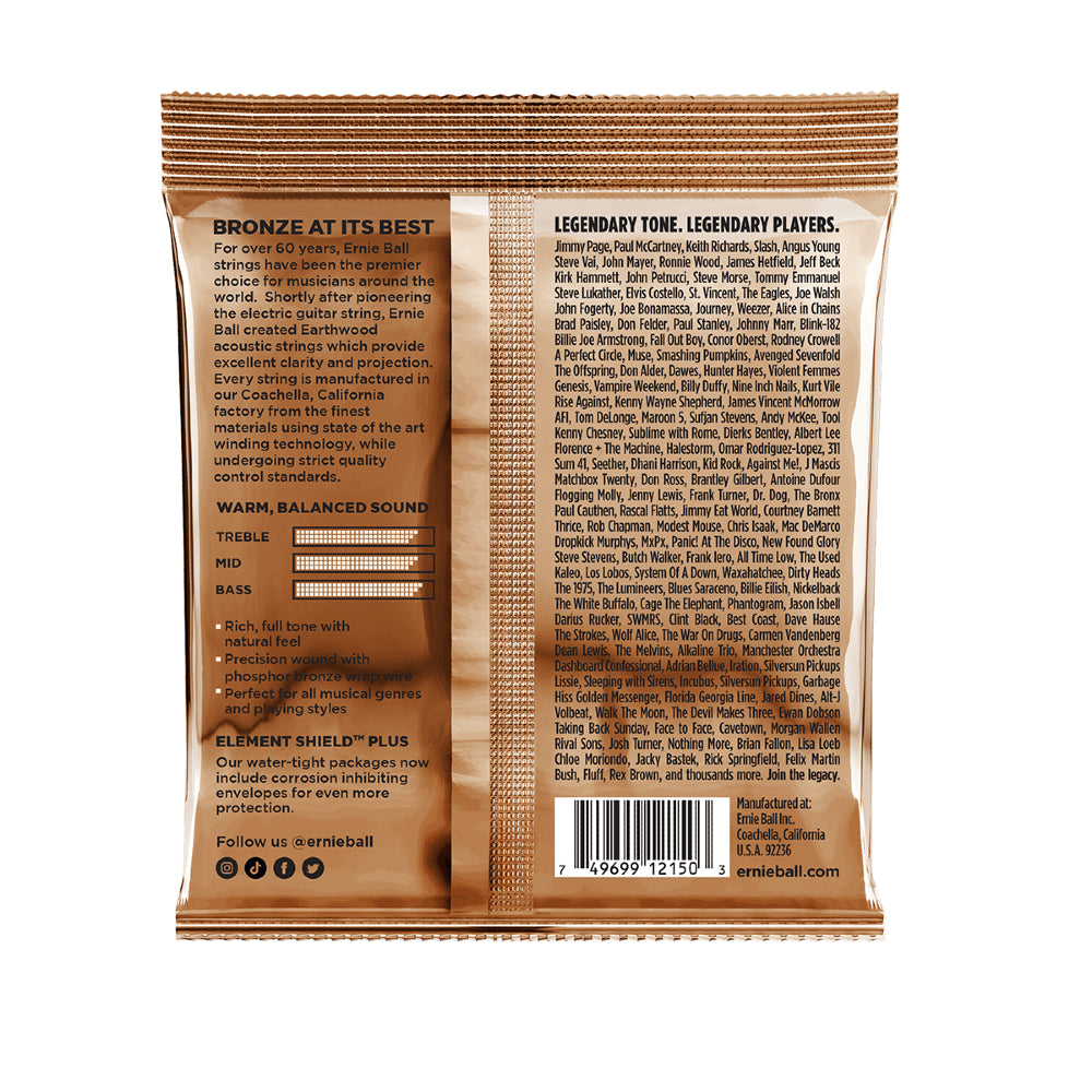 Ernie Ball 2150 Earthwood Phosphor Bronze Extra Light Acoustic Guitar Strings - Gauge 10-50 thumbnail 2