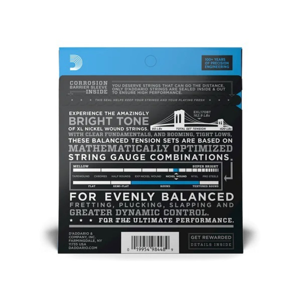 D'Addario EXL170BT Balanced Tension Nickel Wound Bass Guitar Strings - .045-.107 Regular Light Long Scale thumbnail 2