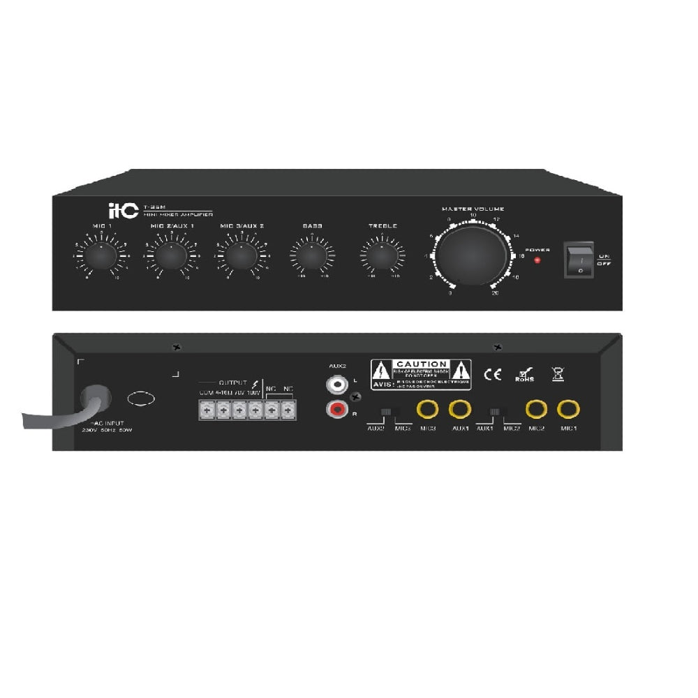 itc T-60M Mixer Amplifier (Phone Jack MIC Input ) 60W 4 ohm, 16 ohm and 70V, 100V output image 1