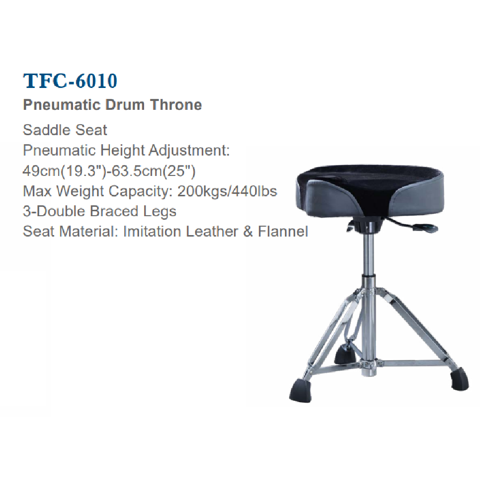 Maxtone TFC-6010 Pneumatic Drum Throne 3-Double Braced Legs Saddle Seat thumbnail 2