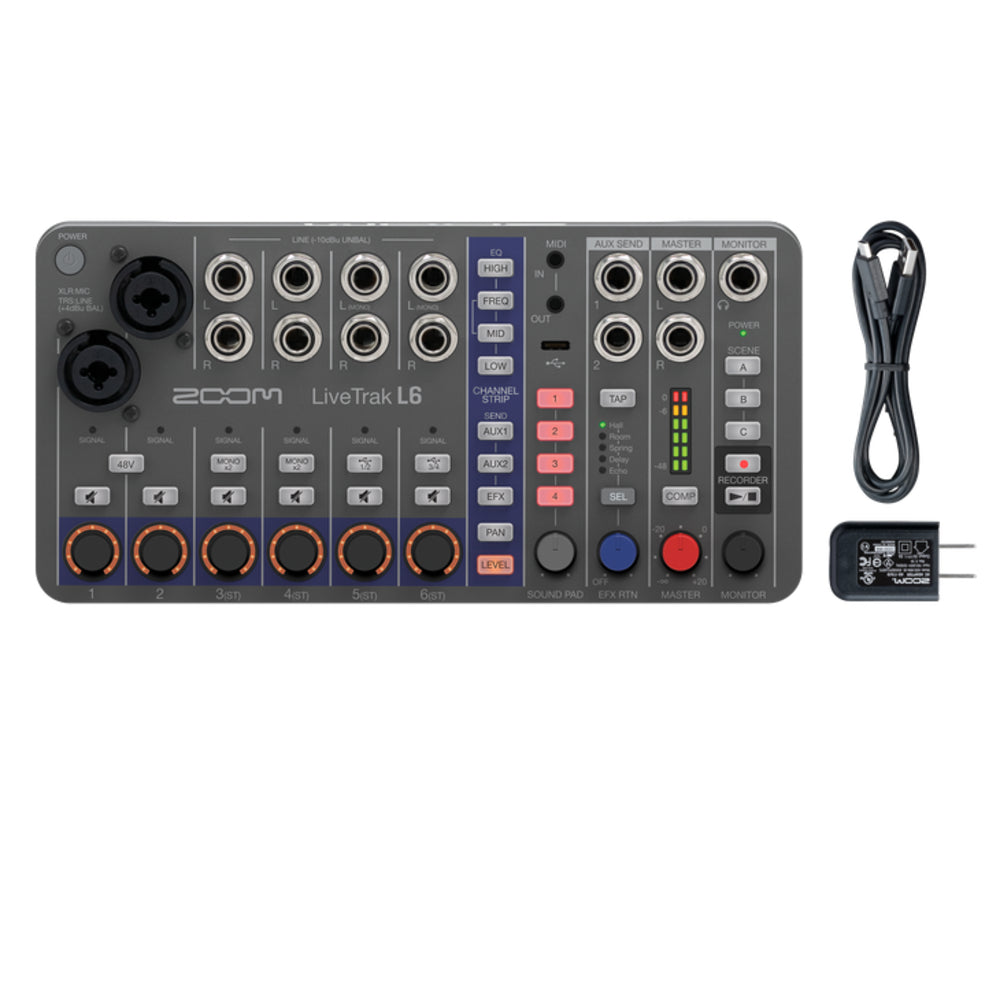Zoom LiveTrak L6 6-Channel Portable Digital Mixer and Multitrack Recorder thumbnail 3