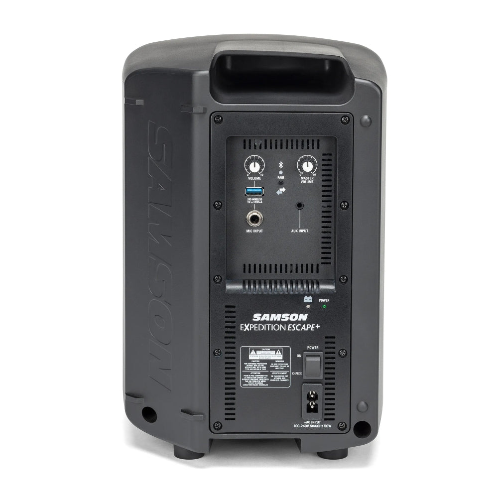 Samson Expedition Escape+ 50W Portable PA System with 6" Woofer, 1" Tweeter, 2-channel Mixer, Mic/Aux Inputs, and Bluetooth Audio Streaming thumbnail 2