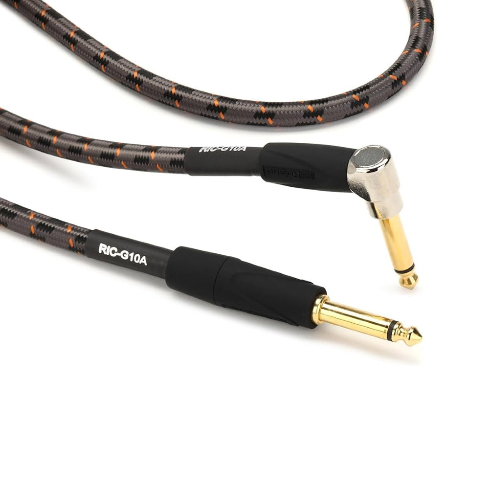 Roland RIC-G10A Gold Series 1/4" Plug to 1/4" Plug Right Angle Instrument Cable (10') image 1