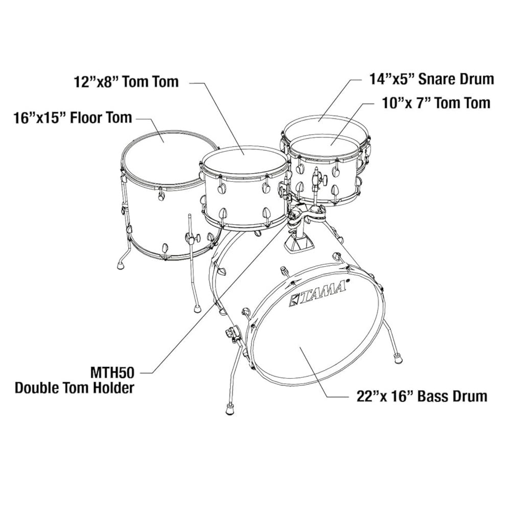 Tama Rhythm Mate RM52KH6C-BK Black 5-piece complete kit with 22" bass drum - with cymbals set and Hardware thumbnail 3
