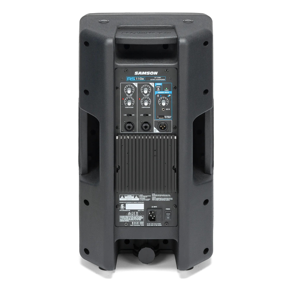 Samson RS110A 300W Peak/170W RMS Powered PA Speaker with 10" Woofer, 1" Tweeter, 2 Mic/Line Inputs, Aux Input, Bluetooth, XPD Wireless Compatibility, and XLR Output (each) thumbnail 2