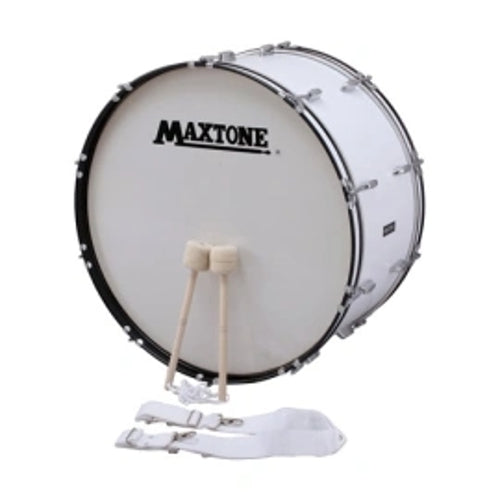 Maxtone MBC-24 Marching Bass Drum 24 inches x 12 inches White Color image 1
