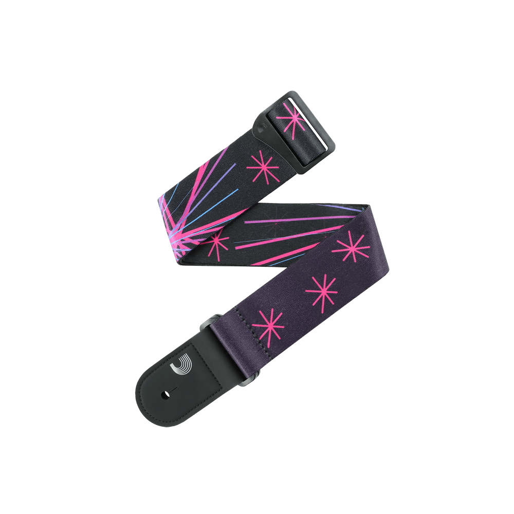 Planet Waves 50RUN80 Polyester Guitar Strap, Neon Stars image 1