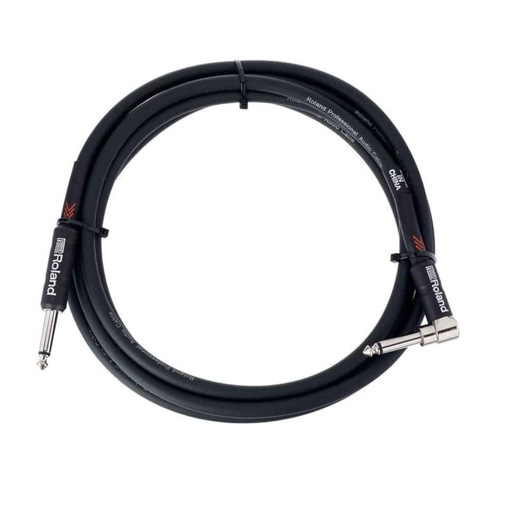 Roland RIC-B15A Black Series Instrument Cable - 1/4-inch TS Male to 1/4-inch TS Male Right Angle - 15-foot image 1