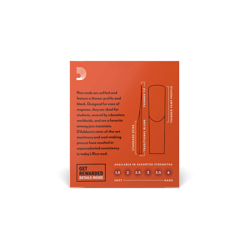 Rico RBA2515 Eb Clarinet Saxophone Reeds 1.5 Strength 1 Piece thumbnail 2