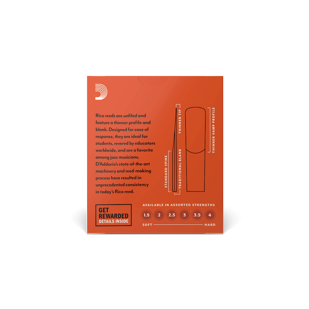 Rico RJA1035 Alto Saxophone Reeds 3.5 Strength 1 Piece thumbnail 2
