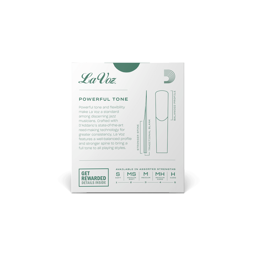 LA VOZ RCC10MH Bb Clarinet Reeds Medium Hard Strength 1 Piece thumbnail 2