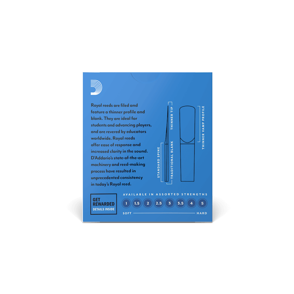Rico Royal RCB1020 Bb Clarinet Reeds 2.0 Strength 1 Piece thumbnail 2