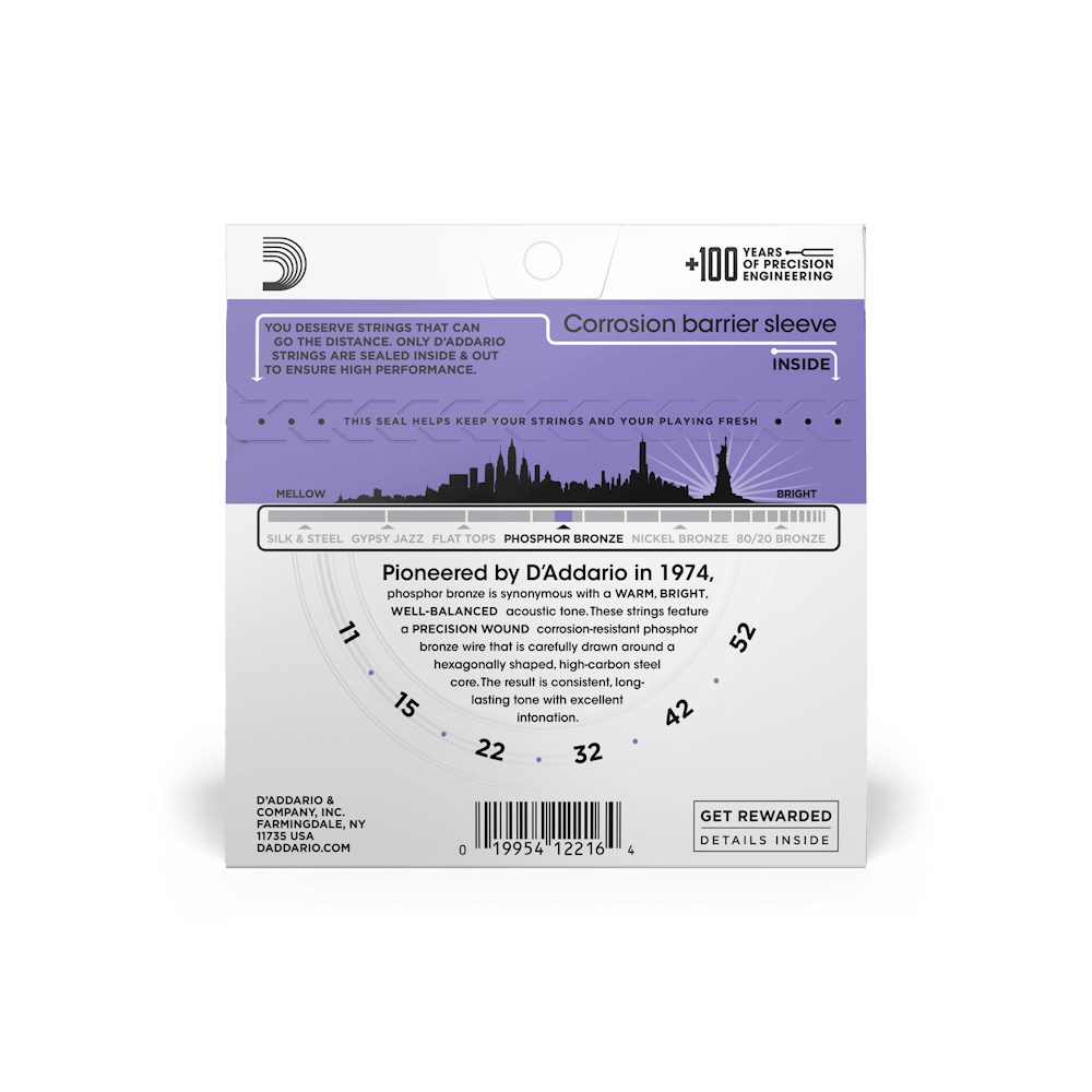D'Addario EJ26 Phosphor Bronze Acoustic Guitar Strings - .011-.052 Custom Light thumbnail 2