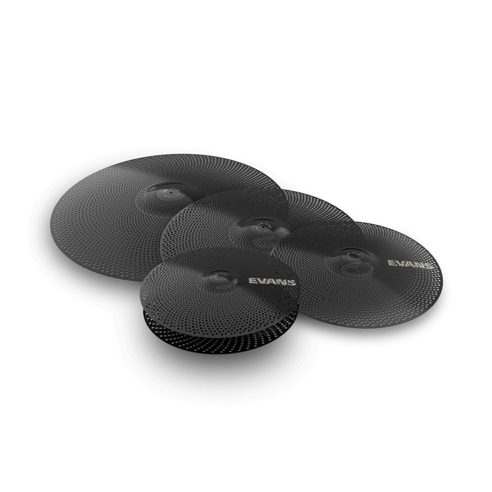 Evans dB One Low Volume Cymbal and Drumhead Set 9-piece Mesh Drumhead and Perforated Stainless Alloy Cymbal Set with 10", 12", 16", 22" Heads, 14-inch Snare Head, Hi-hats, 2x Crashes, and Ride Cymbal thumbnail 3