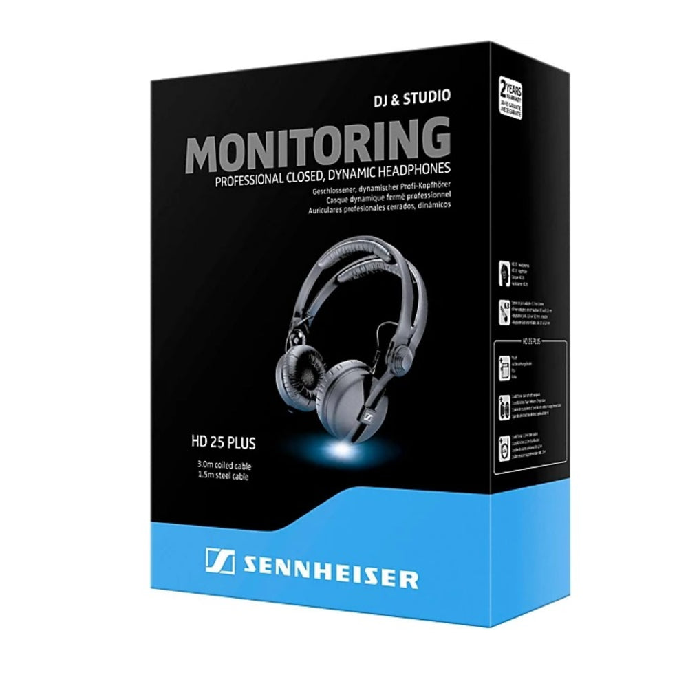 Sennheiser HD 25 PLUS On Ear Closed Back Monitoring / DJ Headphones  / Included Extra : 1 Pouch, 1 additional pair of soft earpads, 1 additional 1.5m straight cable thumbnail 3