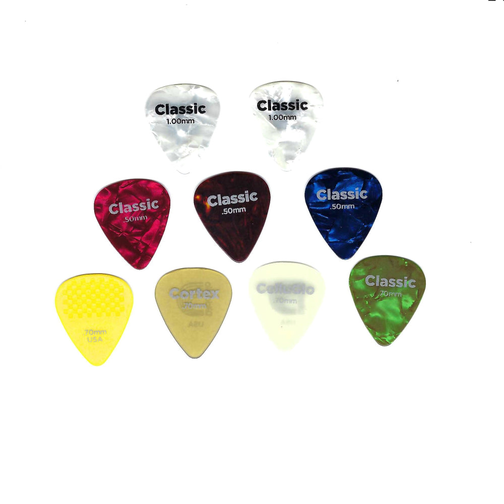 D'Addario Planet Waves Classic Celluloid Shell Guitar Assorted Picks 9 Piece image 1
