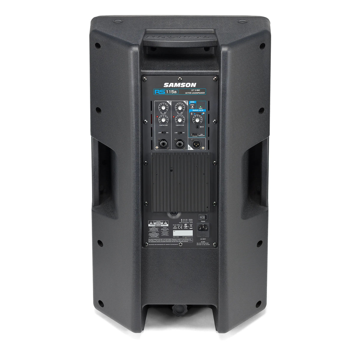 Samson RS115A 400W Peak/200W RMS Powered PA Speaker with 15" Woofer, 1" Tweeter, 2 Mic/Line Inputs, Aux Input, Bluetooth, XPD Wireless Compatibility, and XLR Output (each) thumbnail 2