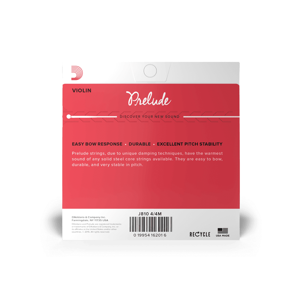 D'Addario J8104/4M PRELUDE Student VIOLIN String Set, 4/4 Scale, Medium Tension thumbnail 2