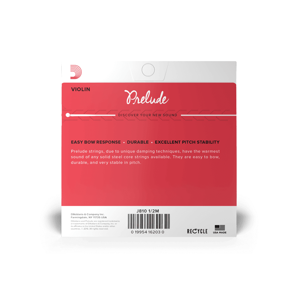 D'Addario J8101/2M PRELUDE Student VIOLIN String Set, 1/2 Scale, Medium Tension thumbnail 2