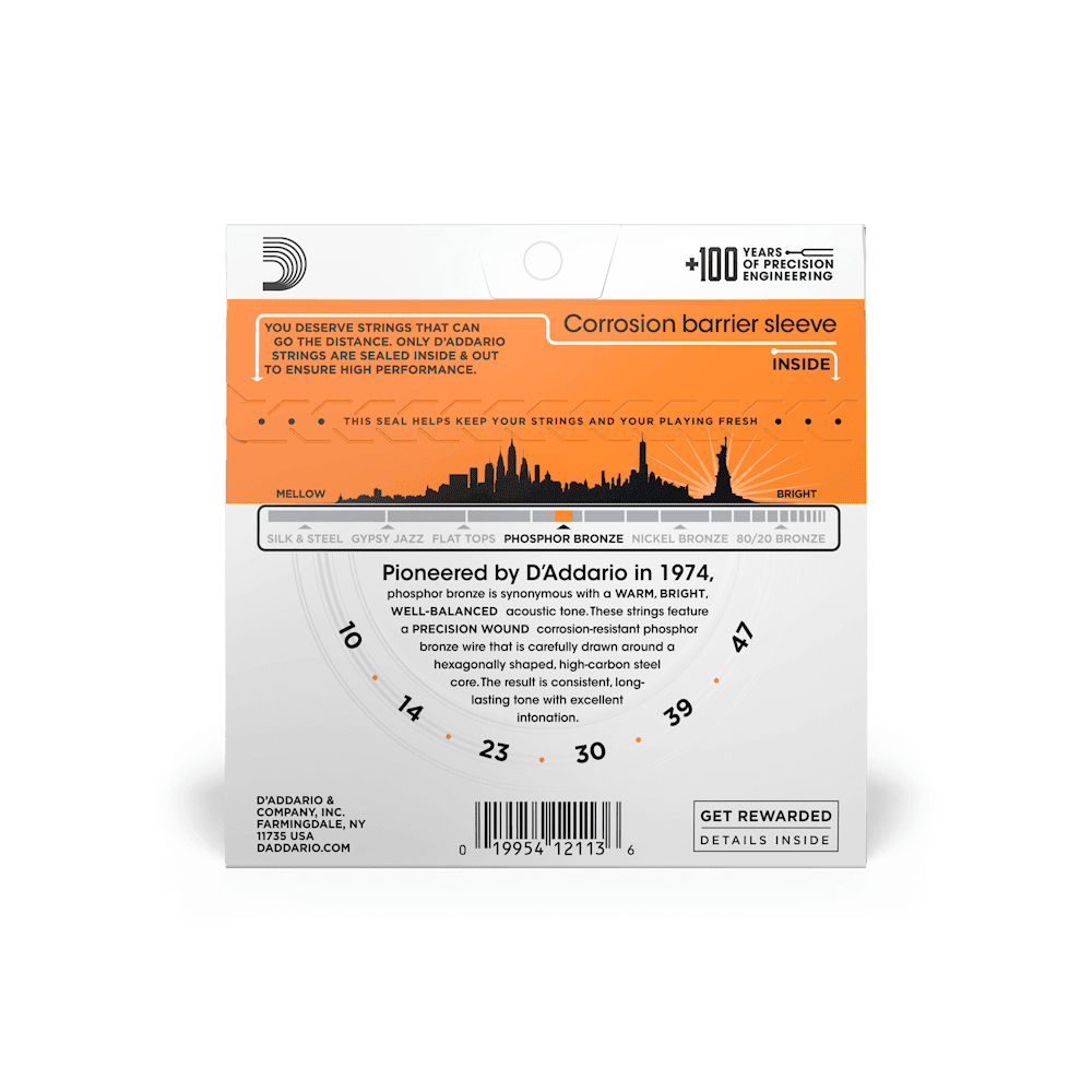 D'Addario EJ15 Phosphor Bronze Acoustic Guitar Strings - .010-.047 Extra Light thumbnail 2